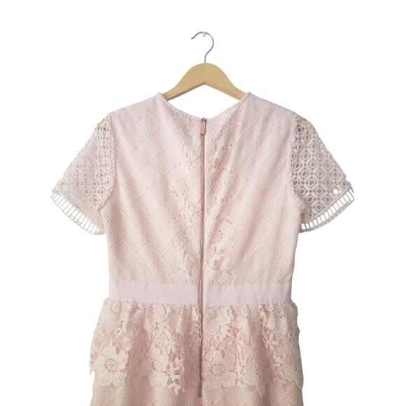 Ted Baker Dixa Guipure Lace Peplum Dress Light Pink Size 3 (US 8) - Picture 5 of 10